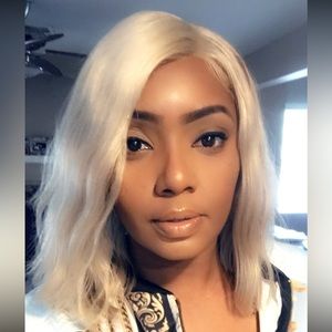 Silver short lace frontal bob wig, 14 inch